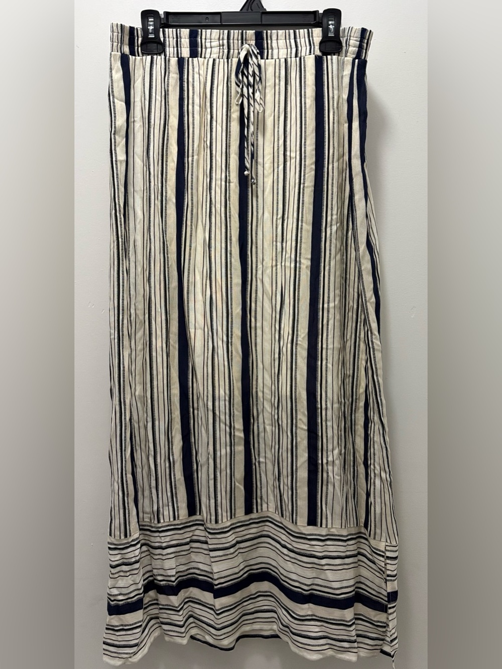 Striped Navy and Cream Maxi Skirt